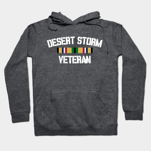 Desert Storm Veteran Pride Cat Gulf War Service Ribbon Hoodie by Revinct_Designs